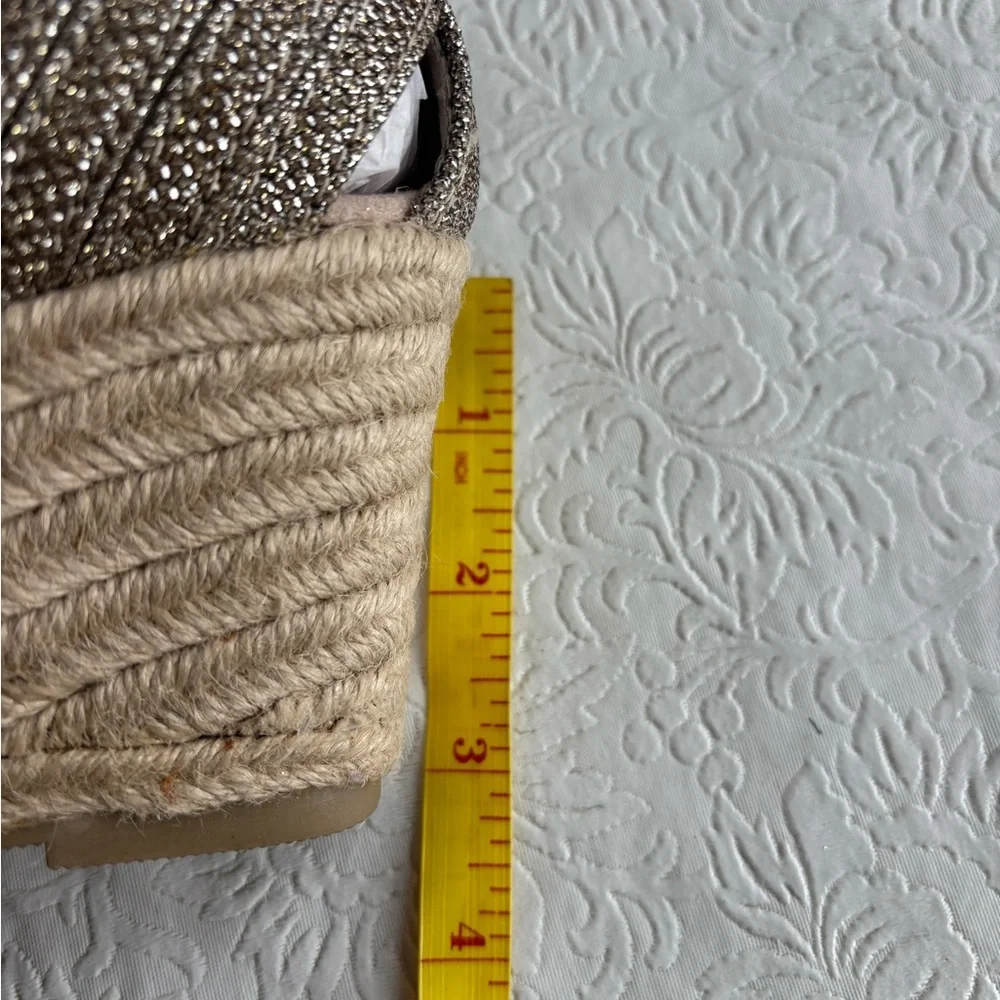 ❤️2/$15or3/$21❤️Merona Espadrille Ankle-Strap Shoes in Metallic Taupe, Size 9.5